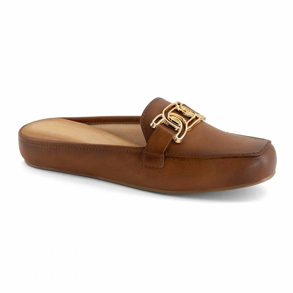 NEW ANDREA women's semi-closed with front buckle clog in brown
